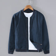 Buddha Stones Winter Plain Zipper Design Stand Collar Men's Cotton Linen Jacket Shirt With Pockets - Navy - US/UK/AU42，EU52 (3XL) - image 2
