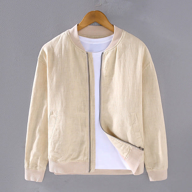 Buddha Stones Winter Plain Zipper Design Stand Collar Men's Cotton Linen Jacket Shirt With Pockets - LightGoldenrodYellow - US/UK/AU42，EU52 (3XL) - image 14