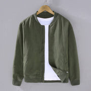 Buddha Stones Winter Plain Zipper Design Stand Collar Men's Cotton Linen Jacket Shirt With Pockets - DarkOliveGreen - US/UK/AU42，EU52 (3XL) - image 1
