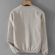 Buddha Stones Casual Solid Color Ribbed Hem Long Sleeve Men's Cotton Linen Shirt With Pockets  - image 6