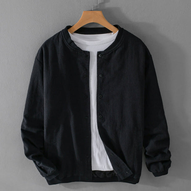 Buddha Stones Casual Solid Color Ribbed Hem Long Sleeve Men's Cotton Linen Shirt With Pockets  - image 16