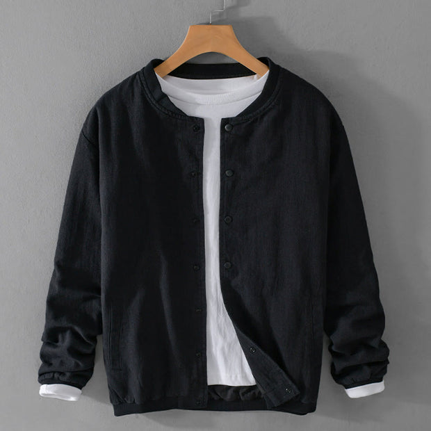 Buddha Stones Casual Solid Color Ribbed Hem Long Sleeve Men's Cotton Linen Shirt With Pockets  - Black - US/UK/AU42，EU52 (3XL) - image 15