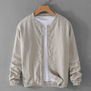 Buddha Stones Casual Solid Color Ribbed Hem Long Sleeve Men's Cotton Linen Shirt With Pockets  - image 5