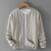 Buddha Stones Casual Solid Color Ribbed Hem Long Sleeve Men's Cotton Linen Shirt With Pockets  - Beige - US/UK/AU42，EU52 (3XL) - image 4