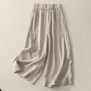 Buddha Stones Casual Plain Tucker Pleats Elastic Women's Polyester Wide Leg Pants With Pockets - Tan - US8-10，UK/AU12-14，EU40-42 (2XL) - image 13