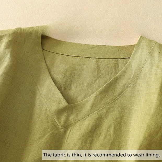 Buddha Stones Summer Casual Plain Women's V-neck Design Half Sleeve T-shirt - image 2