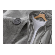 Buddha Stones Ribbed Hem Design Hoodie Men's Cotton Linen Jacket Shirt With Pockets - image 3