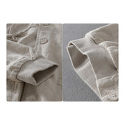 Buddha Stones Ribbed Hem Design Hoodie Men's Cotton Linen Jacket Shirt With Pockets - image 11