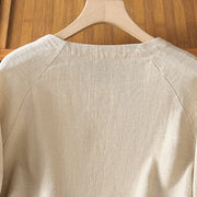 Buddha Stones Casual Plain Button Crew Neck Cotton Polyester Women's Shirt - image 4