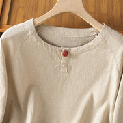 Buddha Stones Casual Plain Button Crew Neck Cotton Polyester Women's Shirt - image 3