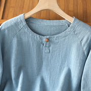 Buddha Stones Casual Plain Button Crew Neck Cotton Polyester Women's Shirt - image 11