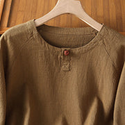 Buddha Stones Casual Plain Button Crew Neck Cotton Polyester Women's Shirt - image 18