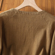Buddha Stones Casual Plain Button Crew Neck Cotton Polyester Women's Shirt - image 20