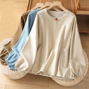 Buddha Stones Casual Plain Button Crew Neck Cotton Polyester Women's Shirt - image 23