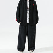 Buddha Stones Embroidery Chinese Frog-Button Design Tang Suit Men's Cotton Jacket Shirt - image 8
