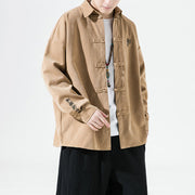 Buddha Stones Embroidery Chinese Frog-Button Design Tang Suit Men's Cotton Jacket Shirt - image 11