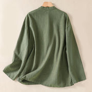 Buddha Stones Casual Buttons Crew Neck Cotton Women's Shirt With Pockets - image 2