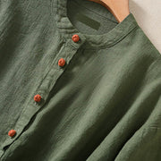 Buddha Stones Casual Buttons Crew Neck Cotton Women's Shirt With Pockets - image 5