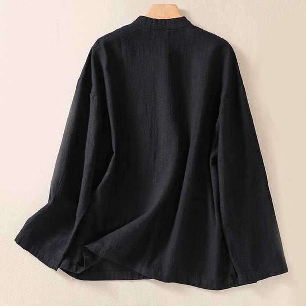 Buddha Stones Casual Buttons Crew Neck Cotton Women's Shirt With Pockets - image 11