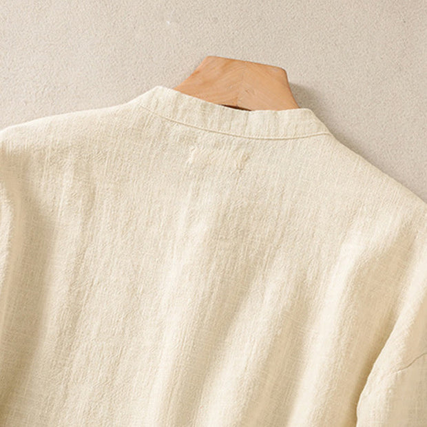 Buddha Stones Casual Buttons Crew Neck Cotton Women's Shirt With Pockets - image 25