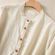 Buddha Stones Casual Buttons Crew Neck Cotton Women's Shirt With Pockets - image 24