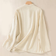Buddha Stones Casual Buttons Crew Neck Cotton Women's Shirt With Pockets - image 18