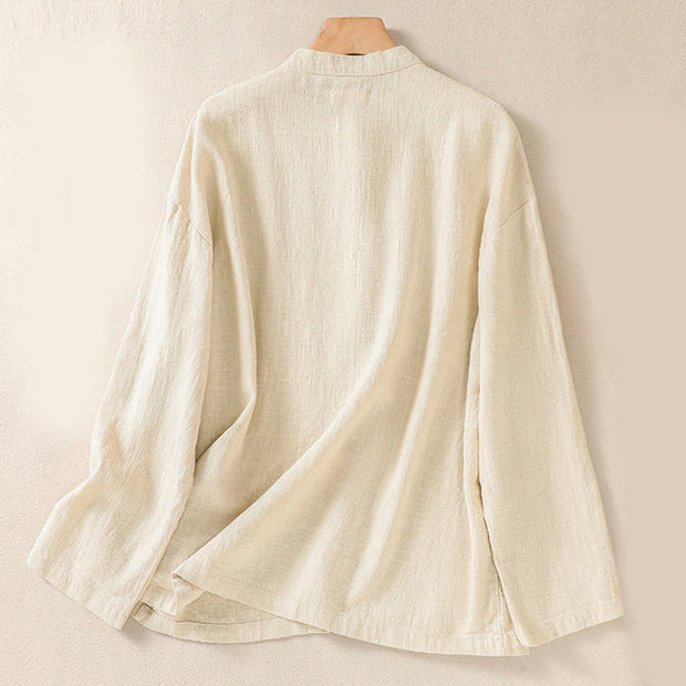Buddha Stones Casual Buttons Crew Neck Cotton Women's Shirt With Pockets - image 18