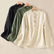 Buddha Stones Casual Buttons Crew Neck Cotton Women's Shirt With Pockets - image 27