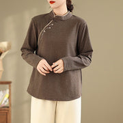 Buddha Stones Frog-button Cotton Women's Embroidered Flowers Shirt - image 3