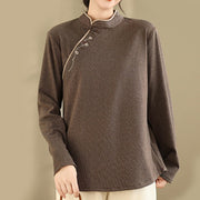 Buddha Stones Frog-button Cotton Women's Embroidered Flowers Shirt - image 2