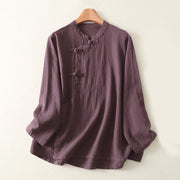Buddha Stones Casual Plain Frog-buttons Cotton Women's Shirt - Purple - US8-10，UK/AU12-14，EU40-42 (2XL) - image 2