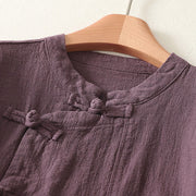 Buddha Stones Casual Plain Frog-buttons Cotton Women's Shirt - image 3