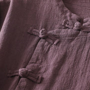 Buddha Stones Casual Plain Frog-buttons Cotton Women's Shirt - image 5