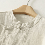 Buddha Stones Casual Plain Frog-buttons Cotton Women's Shirt - image 12