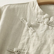 Buddha Stones Casual Plain Frog-buttons Cotton Women's Shirt - image 9