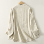 Buddha Stones Casual Plain Frog-buttons Cotton Women's Shirt - image 8