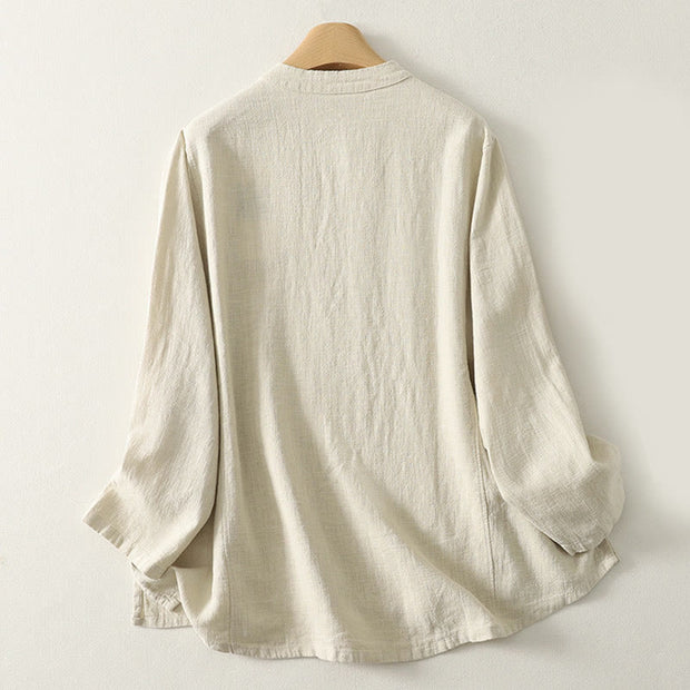 Buddha Stones Casual Plain Frog-buttons Cotton Women's Shirt - image 8