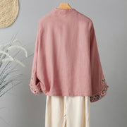 Buddha Stones Embroidery Flower Design Frog-buttons Cotton Women's Shirt - image 11