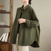 Buddha Stones Casual Plain Buttons Cotton Women's Shirt With Pockets - image 4