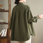 Buddha Stones Casual Plain Buttons Cotton Women's Shirt With Pockets - image 6