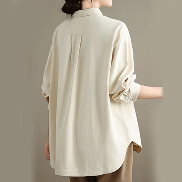 Buddha Stones Casual Plain Buttons Cotton Women's Shirt With Pockets - image 9