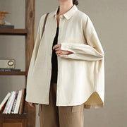 Buddha Stones Casual Plain Buttons Cotton Women's Shirt With Pockets - image 12