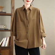 Buddha Stones Casual Plain Buttons Cotton Women's Shirt With Pockets - image 24
