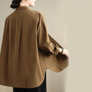 Buddha Stones Casual Plain Buttons Cotton Women's Shirt With Pockets - image 23