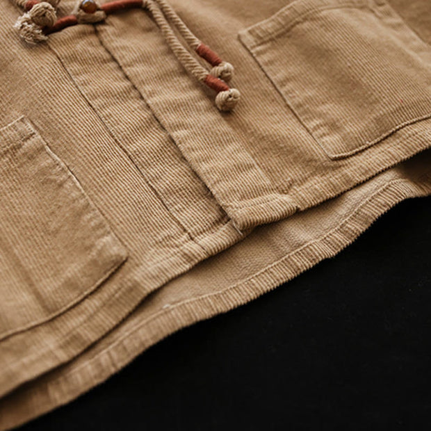 Buddha Stones Retro Women's Cotton Corduroy Jacket With Pockets - image 5
