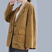 Buddha Stones Retro Solid Color Women's Cotton Blazer Jacket With Pockets - image 7