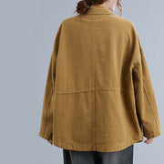 Buddha Stones Retro Solid Color Women's Cotton Blazer Jacket With Pockets - image 3