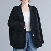 Buddha Stones Retro Solid Color Women's Cotton Blazer Jacket With Pockets - image 12