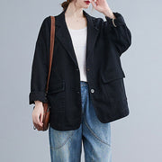 Buddha Stones Retro Solid Color Women's Cotton Blazer Jacket With Pockets - image 13