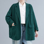 Buddha Stones Retro Solid Color Women's Cotton Blazer Jacket With Pockets - image 17